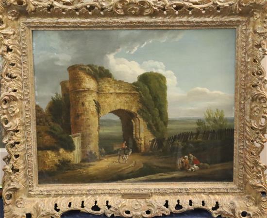 Micheal Angelo Rooker (1743-1801) Part of Pevensey Castle and Strand Gate, Winchelsea 13 x 16.5in.
